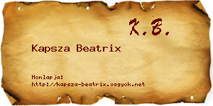 Kapsza Beatrix névjegykártya